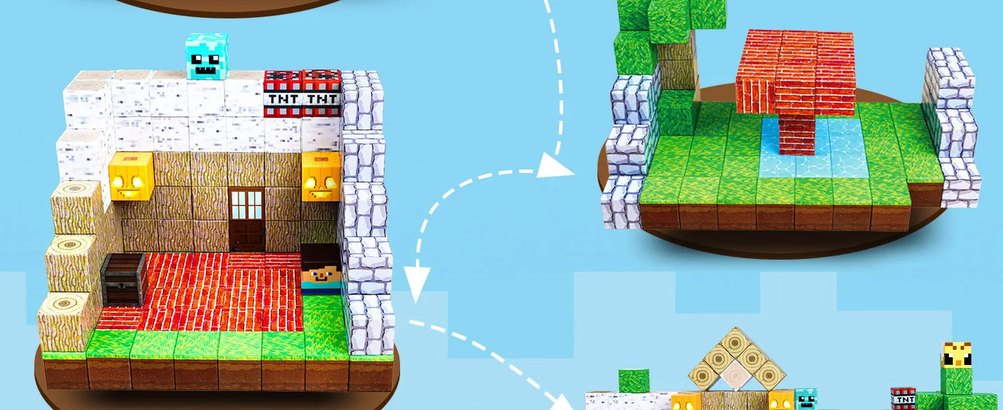 Magnetic Building Blocks DIY Magnets Toys Mine World Magnet Cubes Stacking STEM Toys Construction Toys Children's Christmas Gift