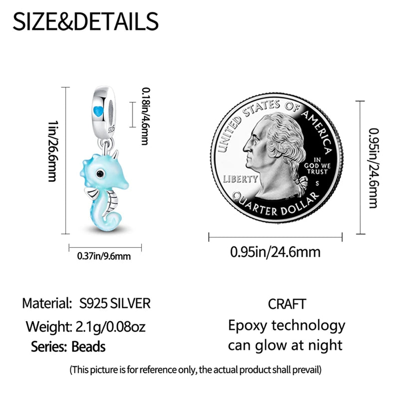 New 100% 925 Sterling Silver Ocean Luminous Sea Turtle Dolphin Octopus Charms Beads Fit Qikaola Original Bracelets DIY Jewelry