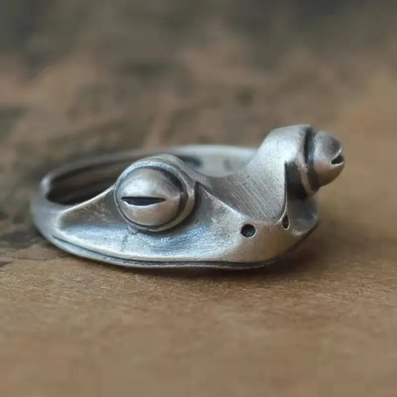 Retro Silver Plated Frog Animal Knuckle Rings for Women Charm Gothic Punk Frog Opening Finger Rings Fashion Jewelry Gift