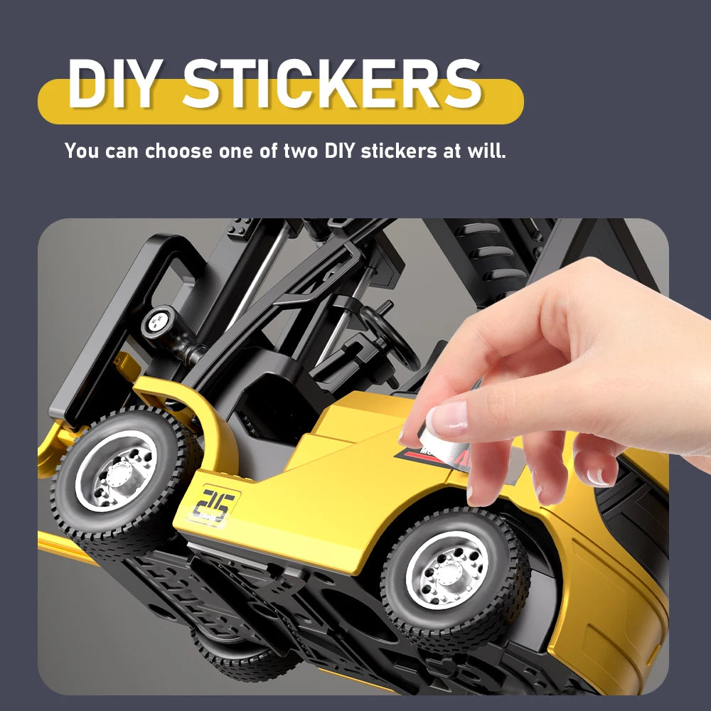 1:64 Bluetooth Remote Control Crane And Forklift two-in-one Desktop Mini Alloy Toy Car With Trailer Christmas Gift In Color Box