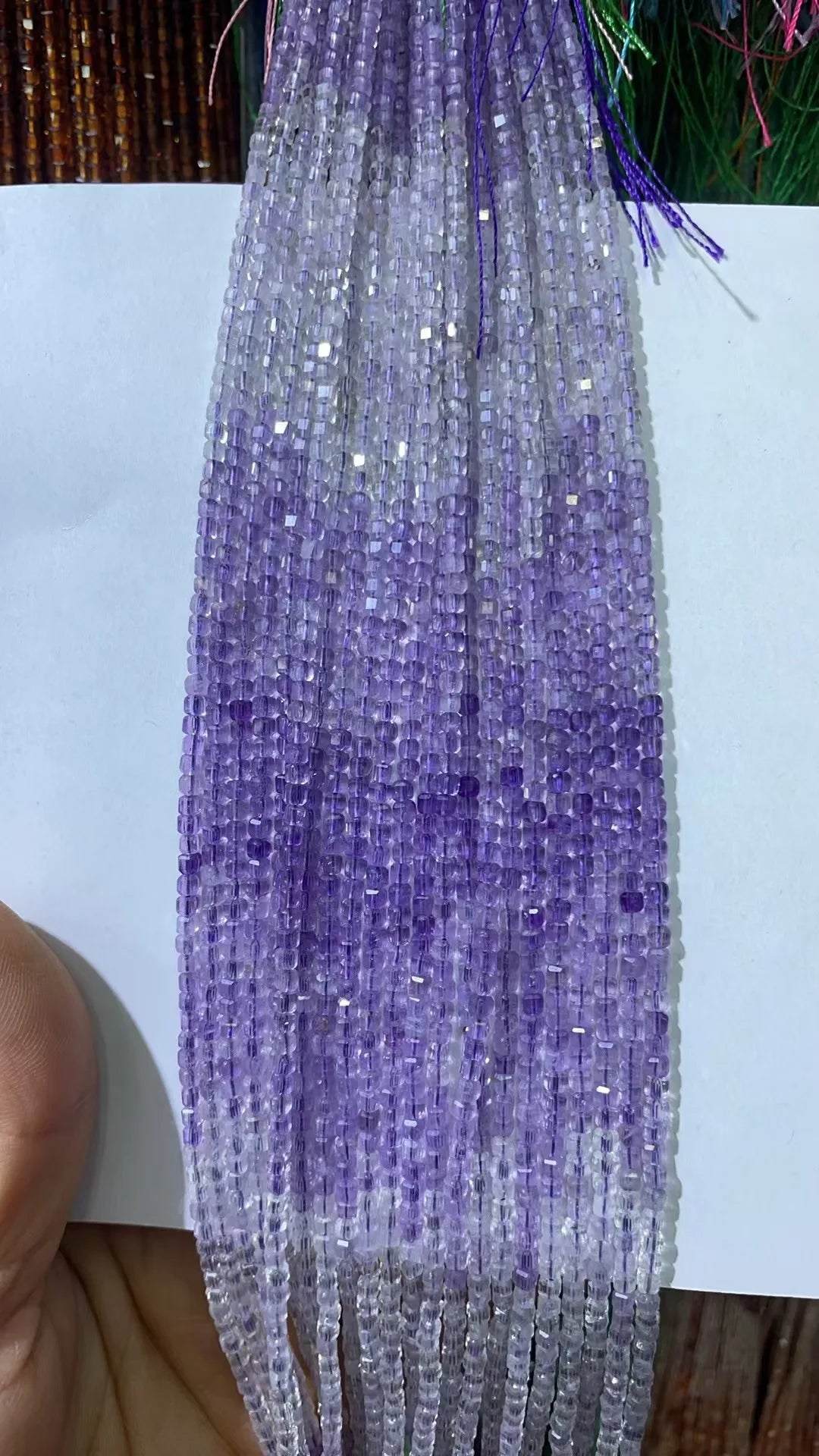 Natural Rainbow Tourmaline Cube Faceted 2.5X2.5mm Length38.5cm