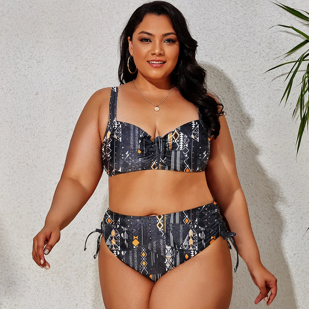 2023 Push Up Bikinis Set Women Swimwear Plus Size High Waist Swimsuit Larges Big Plussize Swimming Suits Bathing Beachwear New