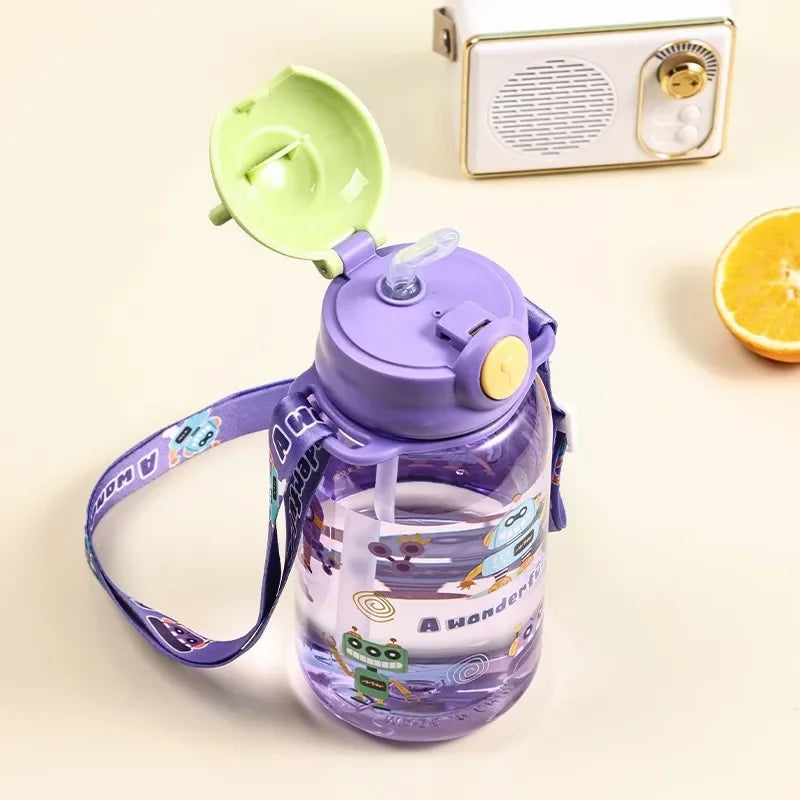 650ml Cute Kids Water Bottle with Straw Free BPA Leakproof Outdoor Portable Children's Cups School Water Bottle for Children