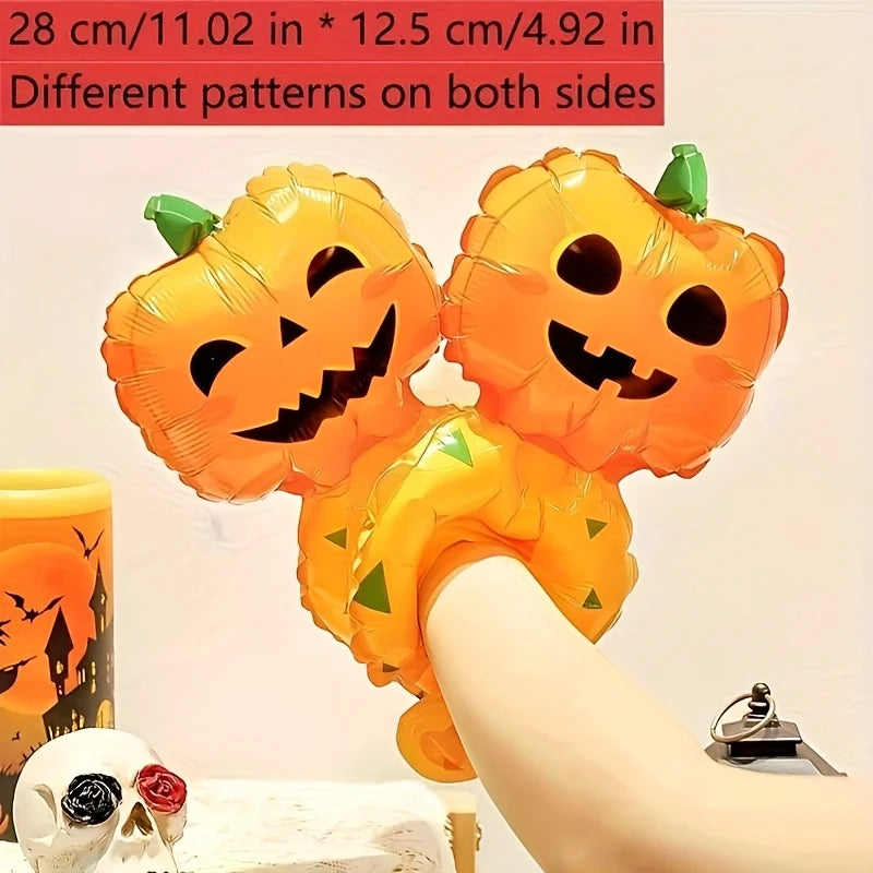 10/30/50pcs Halloween Balloon wrist strap Foil Balloons Stick Aluminum Film Inflatable Balloon Skeleton Pumpkin Hair Hoop Party