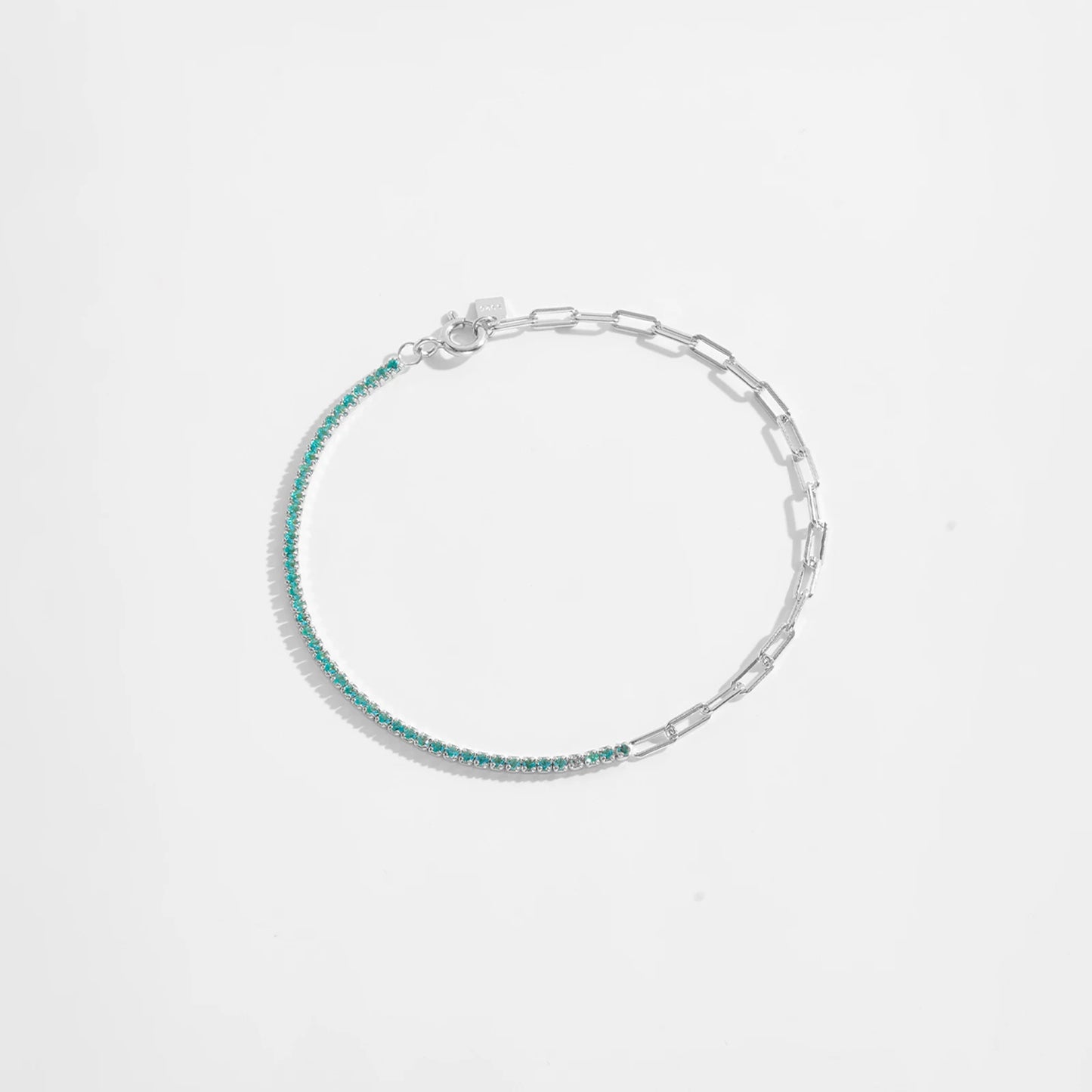 VEWANT 925 Sterling Silver Rainbow Colorful Zircon CZ Chain Bracelet Women Fine Jewelry Rock Punk Wedding Anniversary Gift