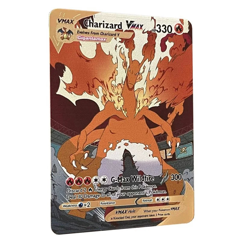 Pokemon Metal Card 10000 Points Arceus Charizard Raichu Super Card Golden English Mewtwo Vmax GX EX Christmas gift