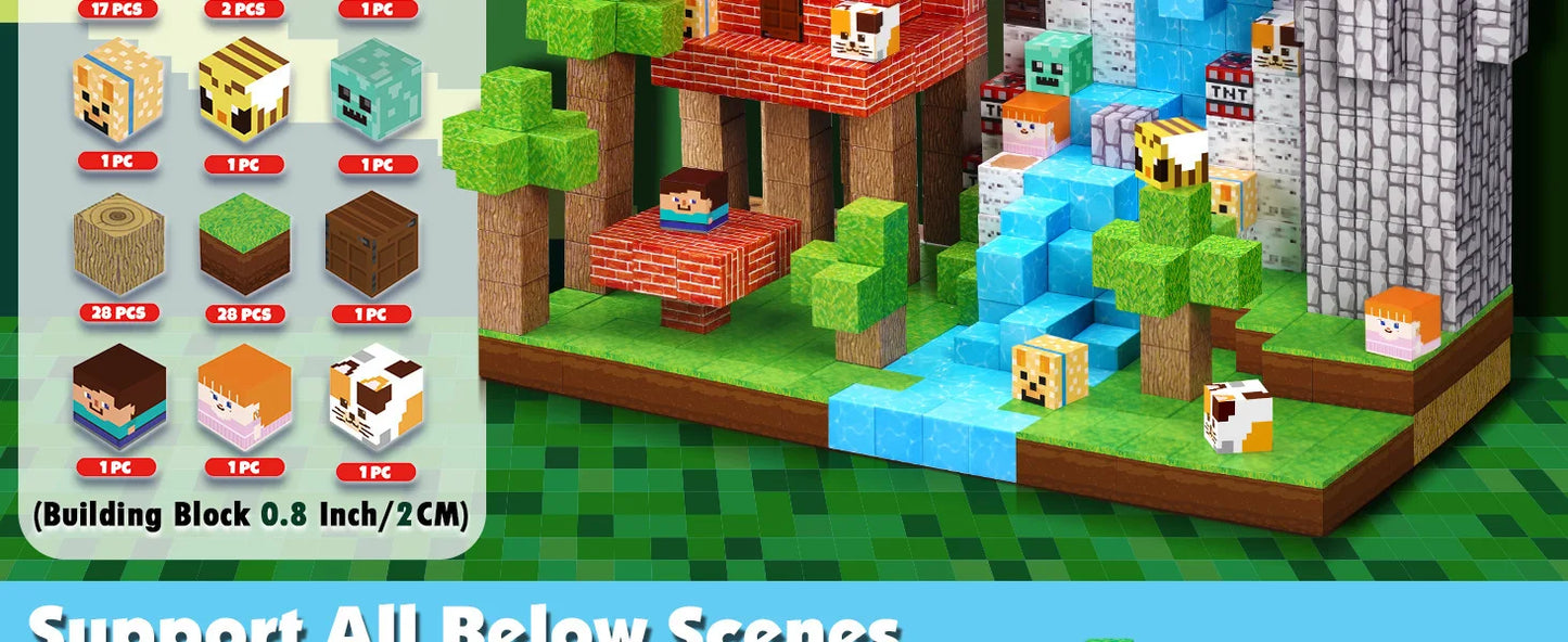 Magnetic Building Blocks DIY Magnets Toys Mine World Magnet Cubes Stacking STEM Toys Construction Toys Children's Christmas Gift