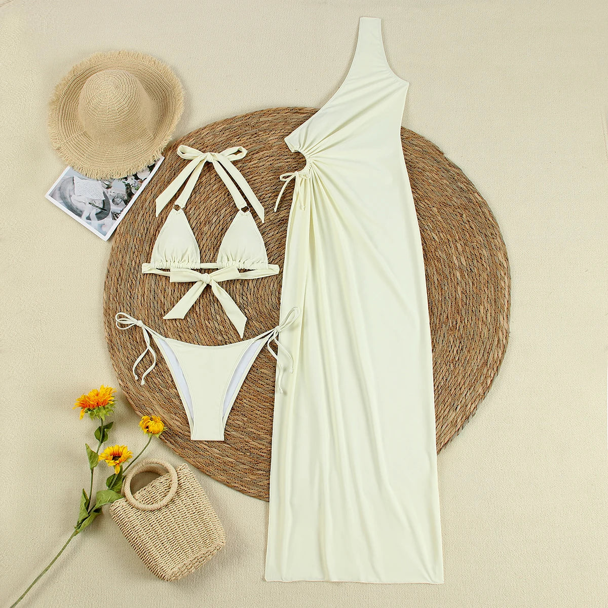 Sexy White Micro Thong Bikinis Women Swimsuit 2024 New Swimwear With Long Sleeve Bathing Suit Beachwear Biquini Female