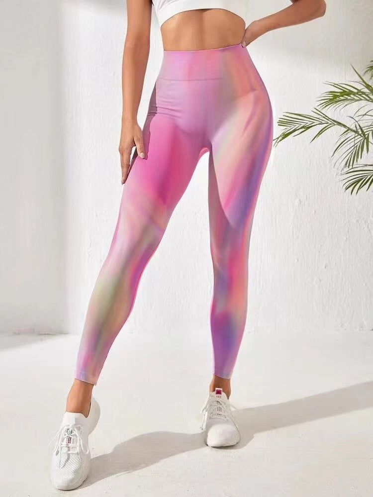 High Waist Sexy Gym Printing Leggings Seamless Women Run Gradient Yoga Push Up Leggings Sports Tights Woman Running Pants