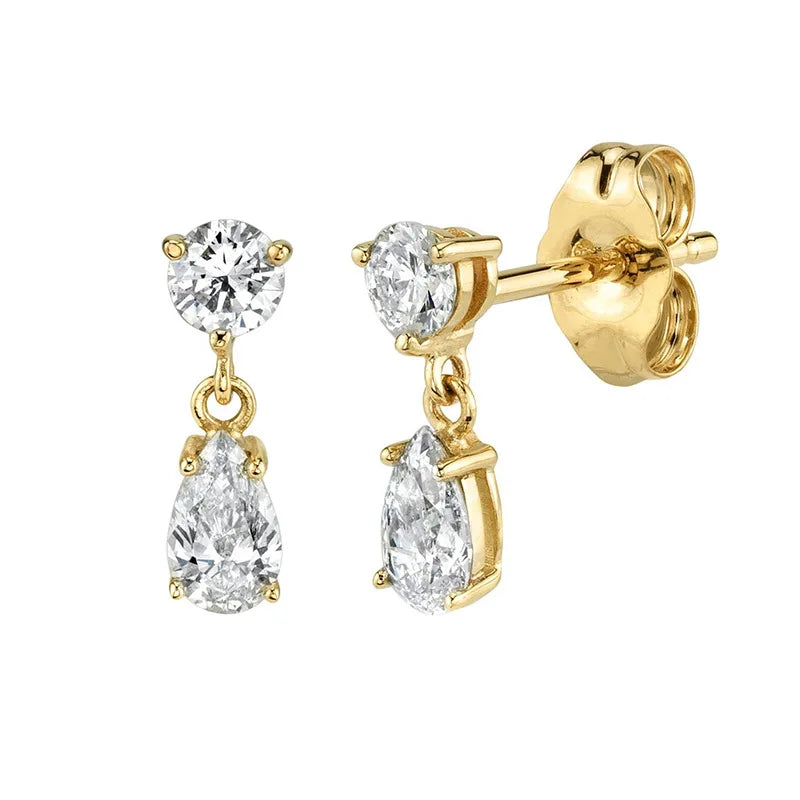 New Design Stainless Steel Cubic Zirconia Chain Hoop Earring For Women Square Water Drop Punk Cartilage Earring Piercing Jewelry