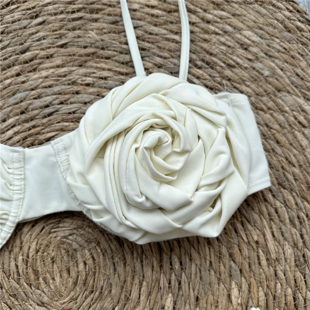 Floral Bikinis Push Up Women Swimsuits 2024 Sexy Female Swimwear Brazilian Bikini Set Solid Biquini Swimming Suits Beachwear