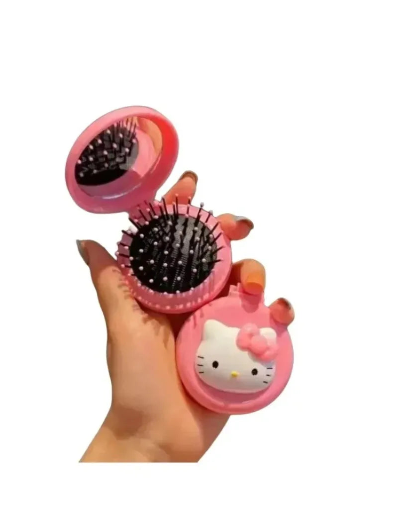 New Hello kitty Kuromi My melody  cartoon foldable comb mirror one-piece creative student portable dormitory make-up mirror