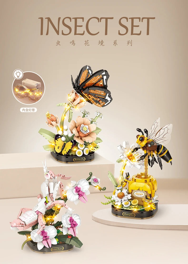 Tiger butter fly blocks DIY Home decoration Model Building Blocks toys Assembly Toy Christmas Gift for Children Adult 4117