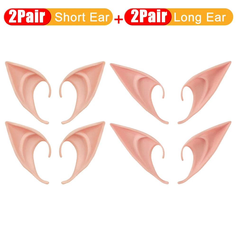 10-1Pair Halloween Angel Elf Ears Fairy Cosplay Latex Ears Halloween Decoration Monster Ears Vampire Cosplay Costume Accessories