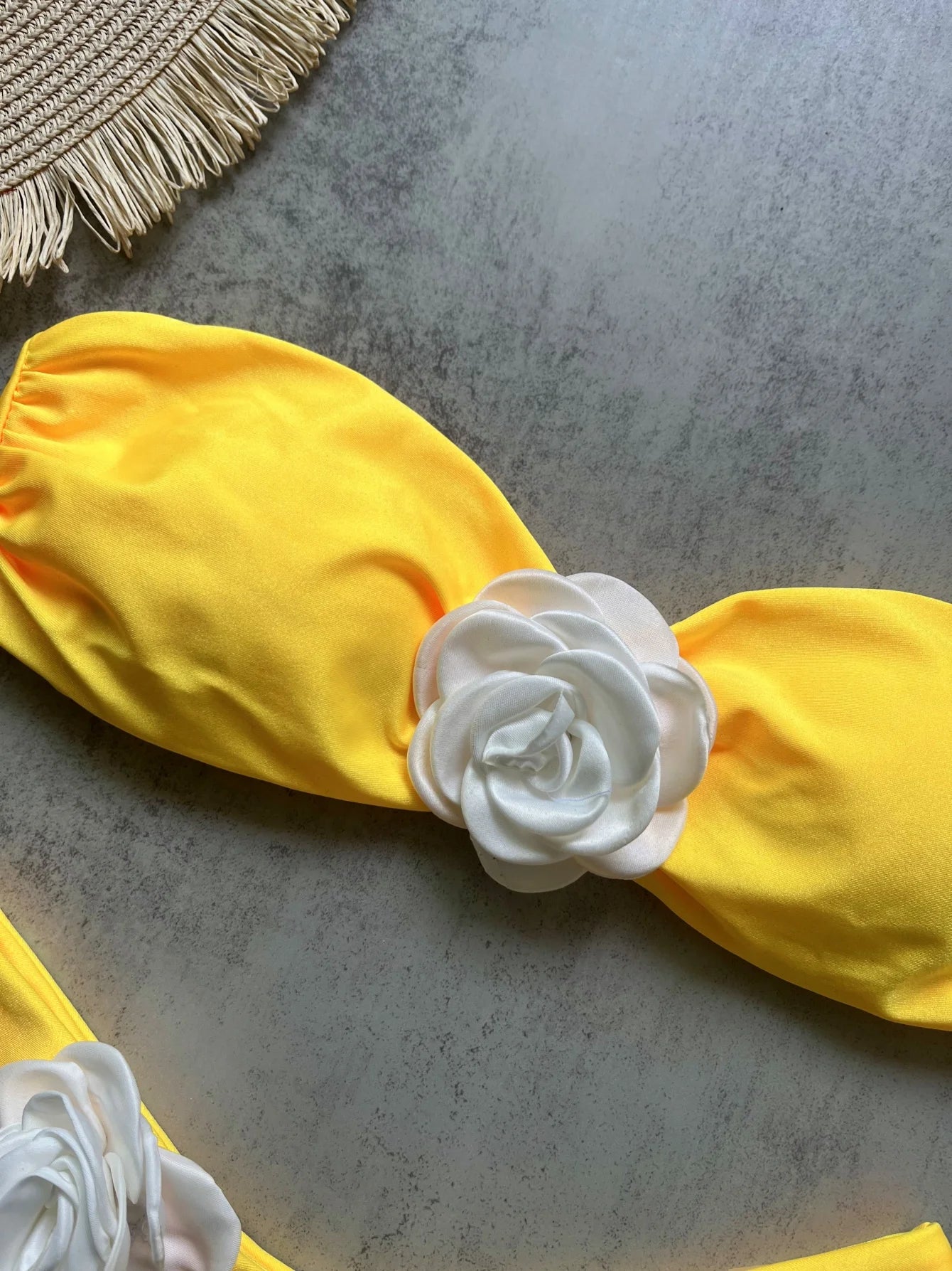 Sexy Flower Bandeau Swimwear Thong Bikini 2025 Women Lace-up Swimsuit Swimming Bathing Suit Brazilian Bikinis Sets Mujer Biquini