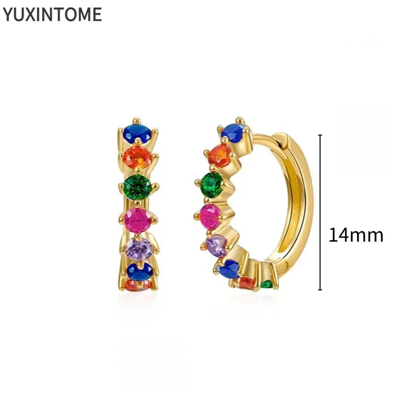 Colorful Crystal Earrings 925 Sterling Silver Ear Needle Stud Earrings for Women Cross Dangle Earrings Party Wedding Jewelry