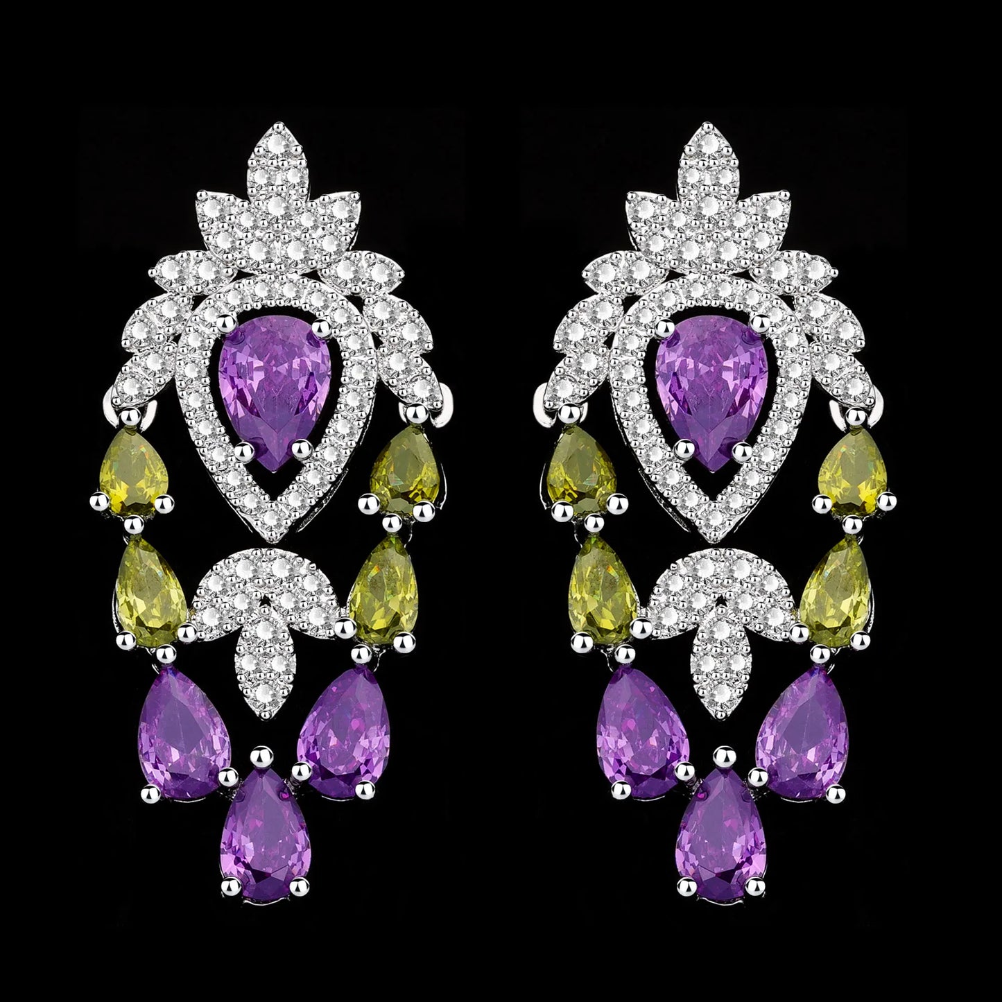 2024 Elegant Wedding Jewelry Set for Women Dubai UAE Bridal 4-piece Jewelry CZ Zircon Tassel Necklace Earrings Set