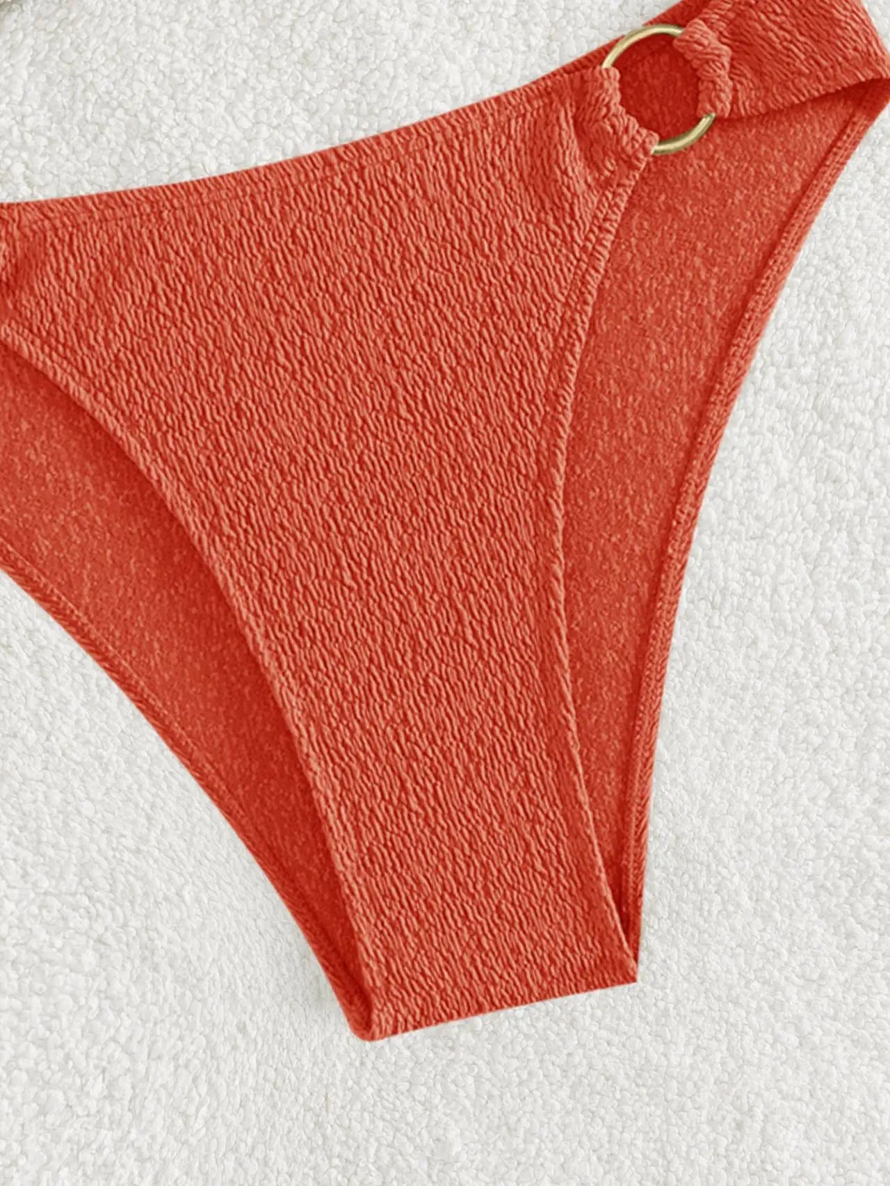 Sexy Bandeau Bikinis Sets Women Metal Ring Linked Push Up Micro Swimsuit 2025 Solid Bathing Suit Thong Swimwear Trajes De Baño