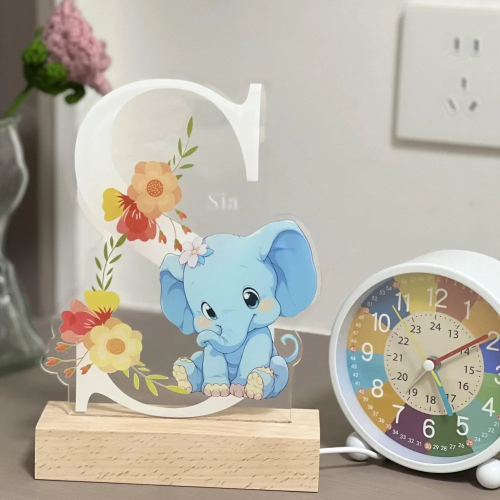 Personalized Kids Animal Lamp Custom Name Night Light Children Baby Bedroom Decoration Nursery Neonate Birthday Christmas Gift