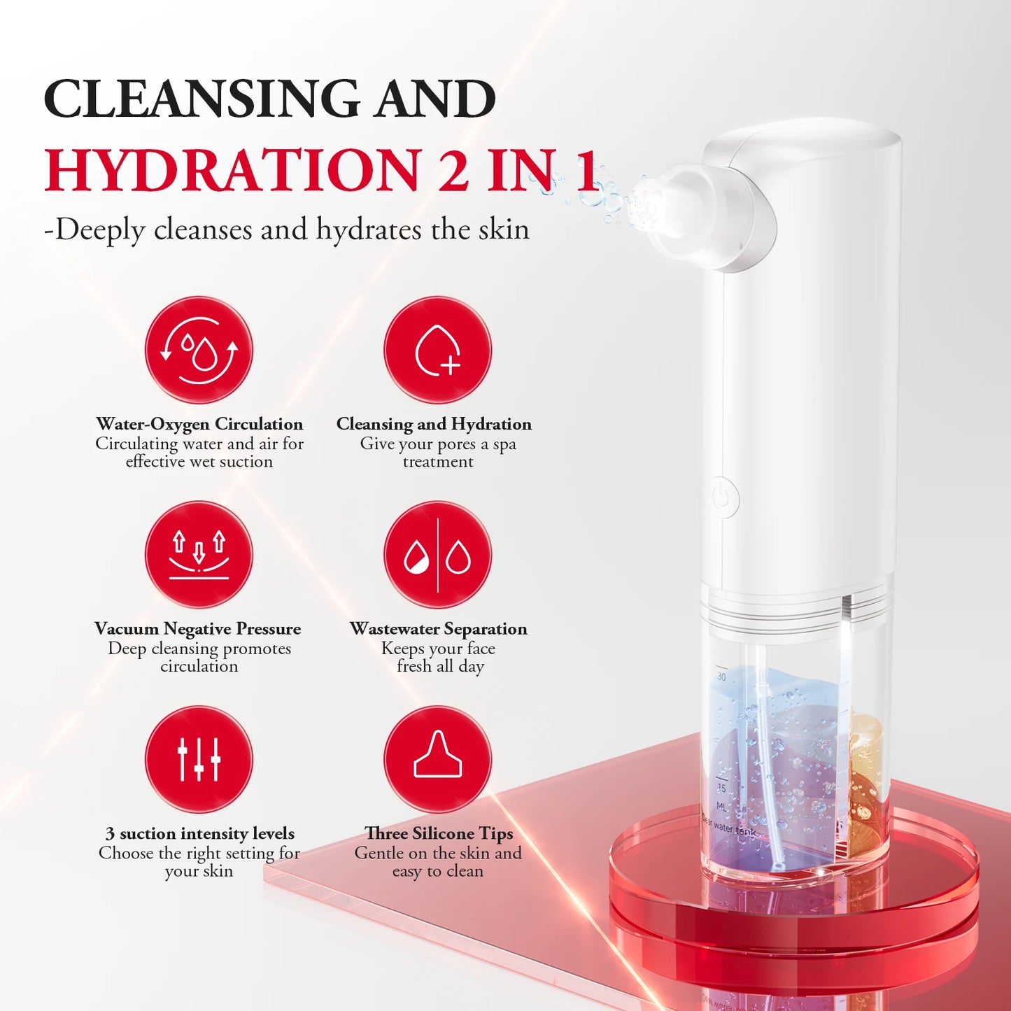 ANLAN Electric Water Vacuum Blackhead Remover Pore Cleaner Facial Hydro Cleanse Skincare Device for Whitehead And Acne Suction