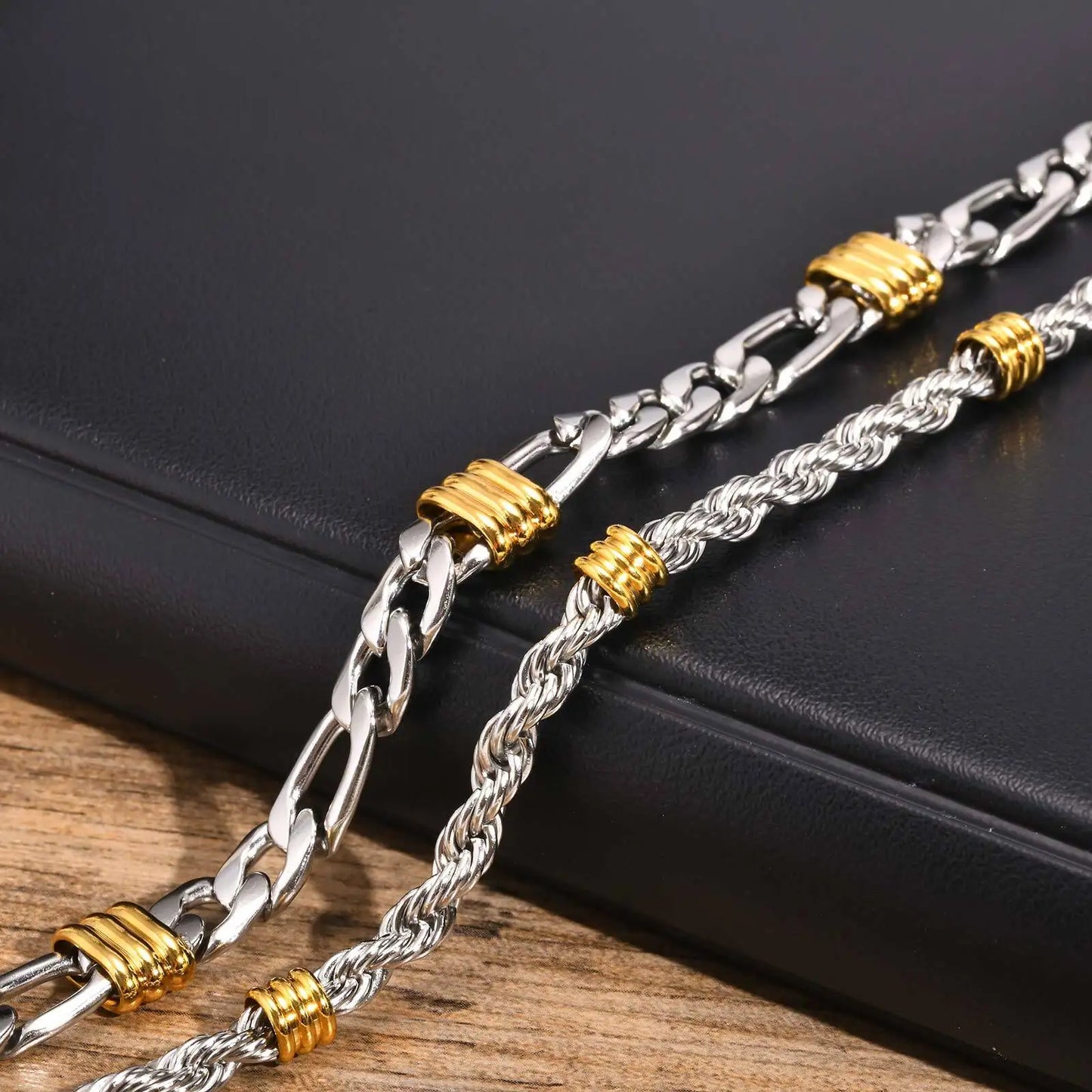 New Stainless Steel Bracelets for Men Boys,Gold Silver Color Twisted Rope Chain NK Chain,Birthday Anniversary Gifts for Him