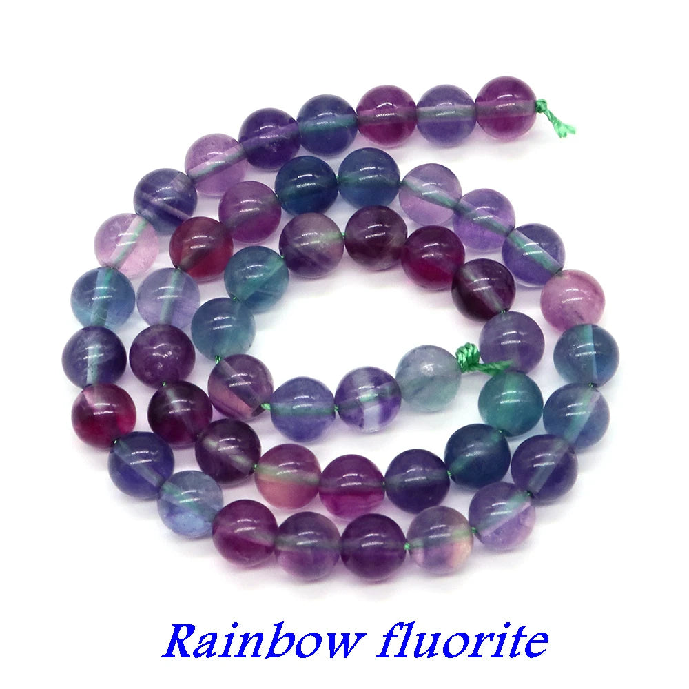 Natural Rainbow fluorite Spacer Loose Stone Beads Healing Crystals For Jewelry Making DIY Charms Bracelet Necklace Accessories