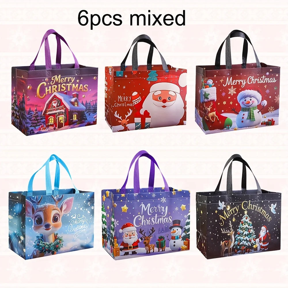 Large Christmas Gift Bags - Reusable Non-Woven Christmas Gift Bags with Handles for Holiday Xmas Party Gifts Wrapping Shopping