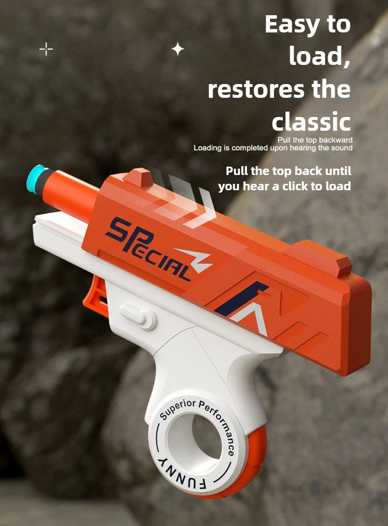 Mini Soft Bullet Toy Gun Rotary Fidget Design Foldable Foam Dart Launcher for Boys Shooting Toy Fun Christmas Gift for Kids