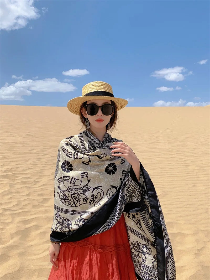 Travel Beach Sunscreen Scarves for Women Bikini Large Sarong Wrap Scarf Brazilian Swimsuit Bathing Cover-ups 17 Styles 90x180cm