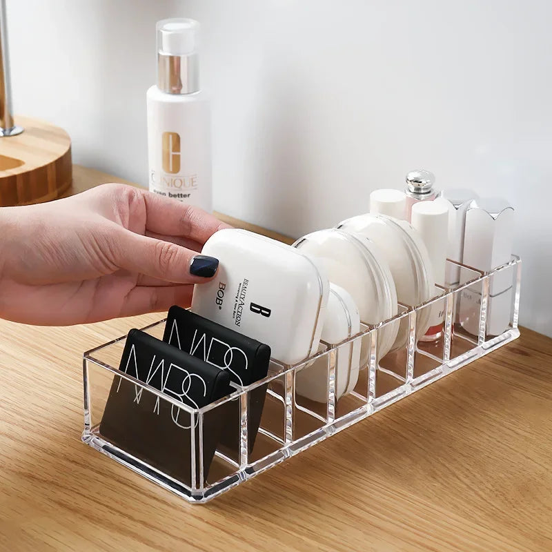 6 Grid Transparent Acrylic Cosmetics Storage Box Makeup Holder Jewelry Make Up Organizer for Home Plastic Desktop Storage Boxes