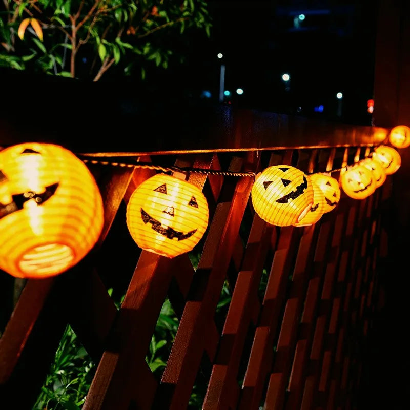 Halloween Pumpkin Lantern Solar String Lights Outdoor Waterproof LED Fairy String Lights Garden Yard Halloween Party Decorations