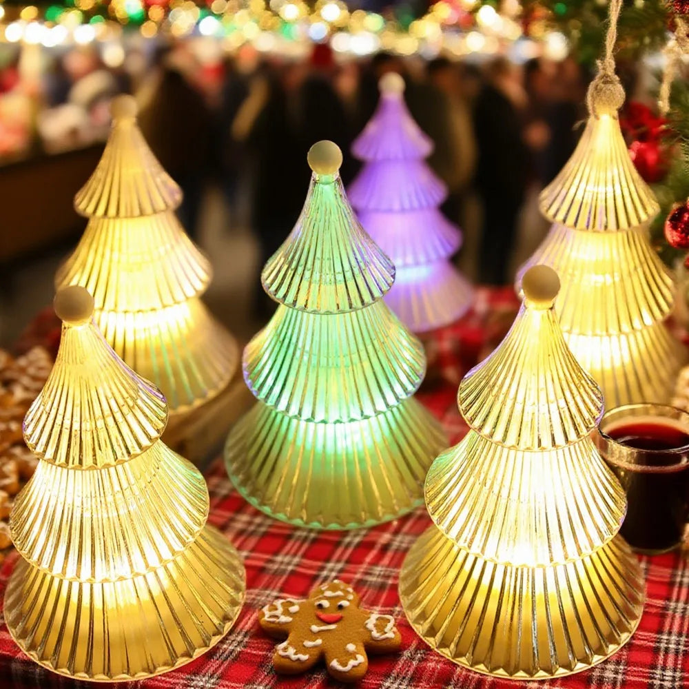 2/1pcs Christmas Decoration Ornaments Mini Luminous Crystal Christmas Tree High-end Desktop Ornaments Christmas Gift Lights