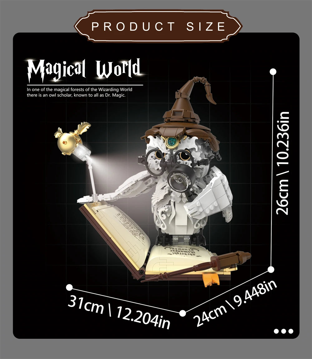 Magic World Owl Professor MOC Building Blocks Set Creative Technical Bricks DIY Toy for Adults Kids Holiday Christmas Gift