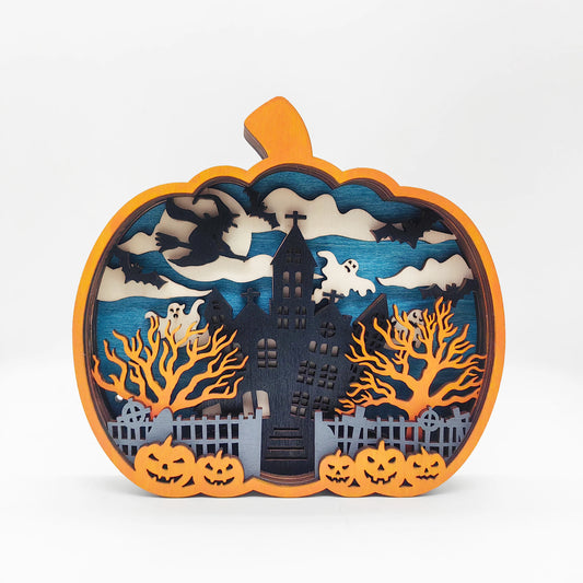 New Wooden Halloween Crafts Wooden Carved Halloween Pumpkin Ornaments Home Festival Decorations