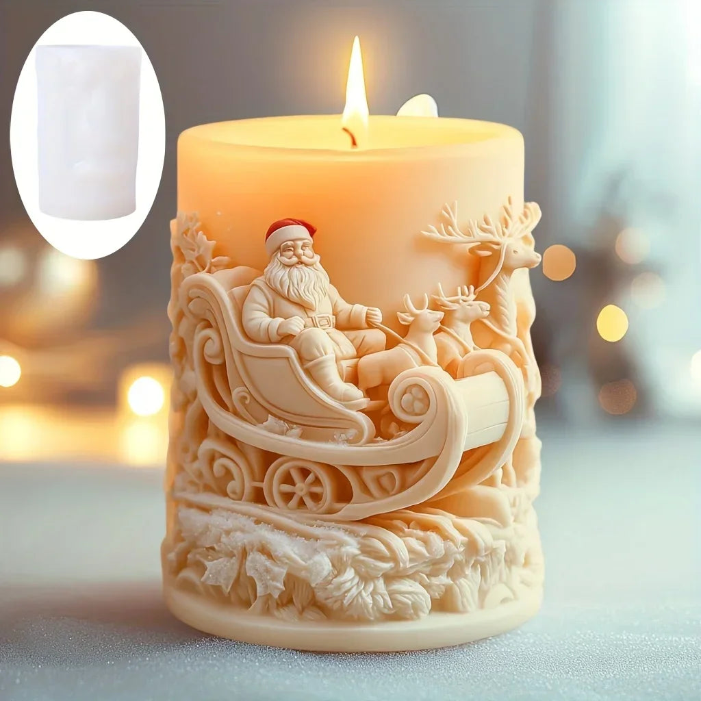 Santa Spherical Scented Candle Silicone Mold Wear Hat Santa Spherical Resin Mould Santa Relief Plaster Molds Christmas Gift