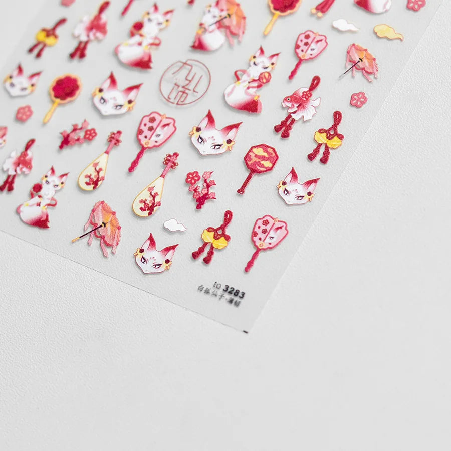 Classic Red Maple Leaves Golden Ginkgo Autumn Harvest 5D Nail Art Sticker Cute Pumpkins Ladybug Mushrooms Adhesive Manicure Deca