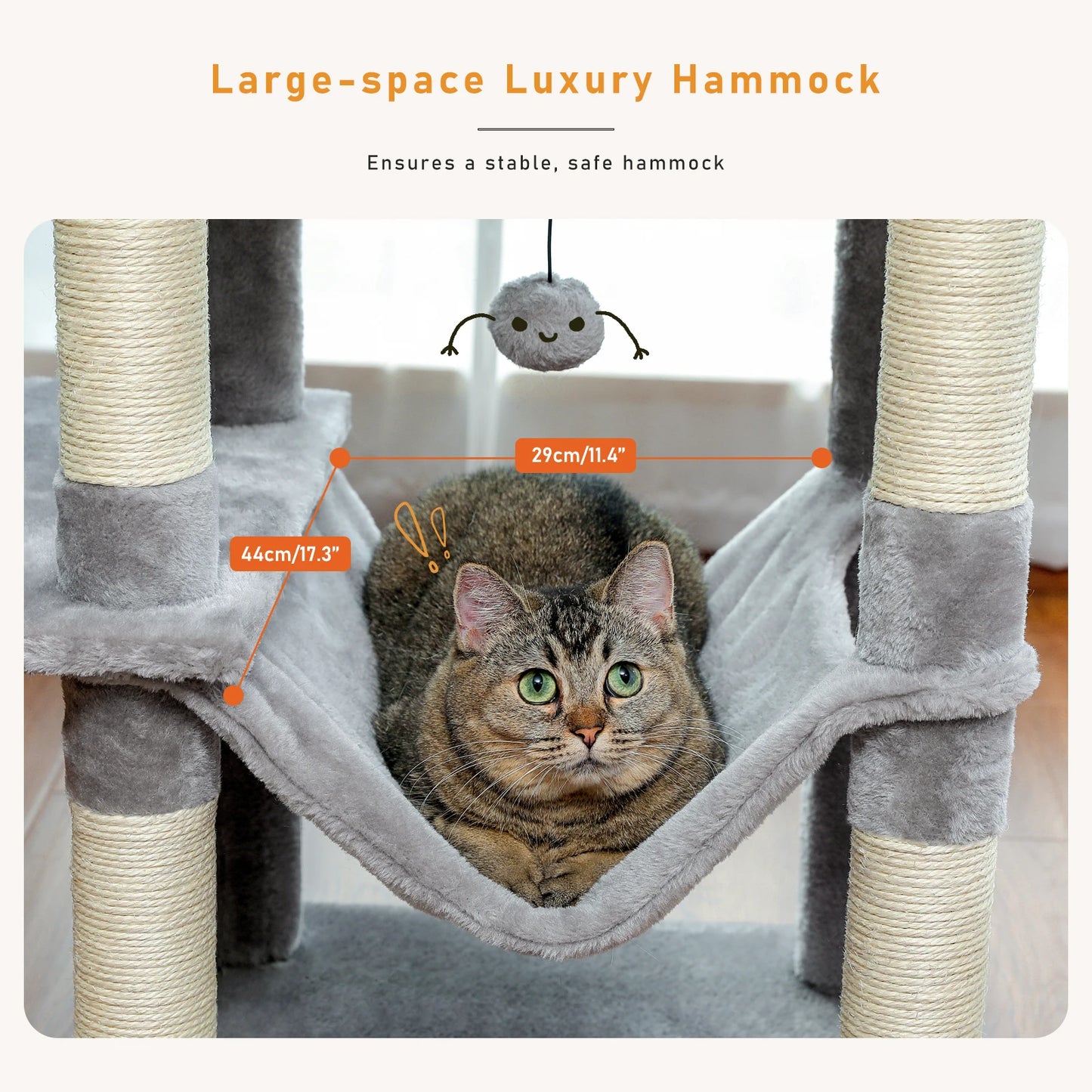 Pet Cat Tree House Condo Perch Entertainment Playground Stable Furniture for Kitten Multi-Level Tower for Large Cat Cozy Hommock