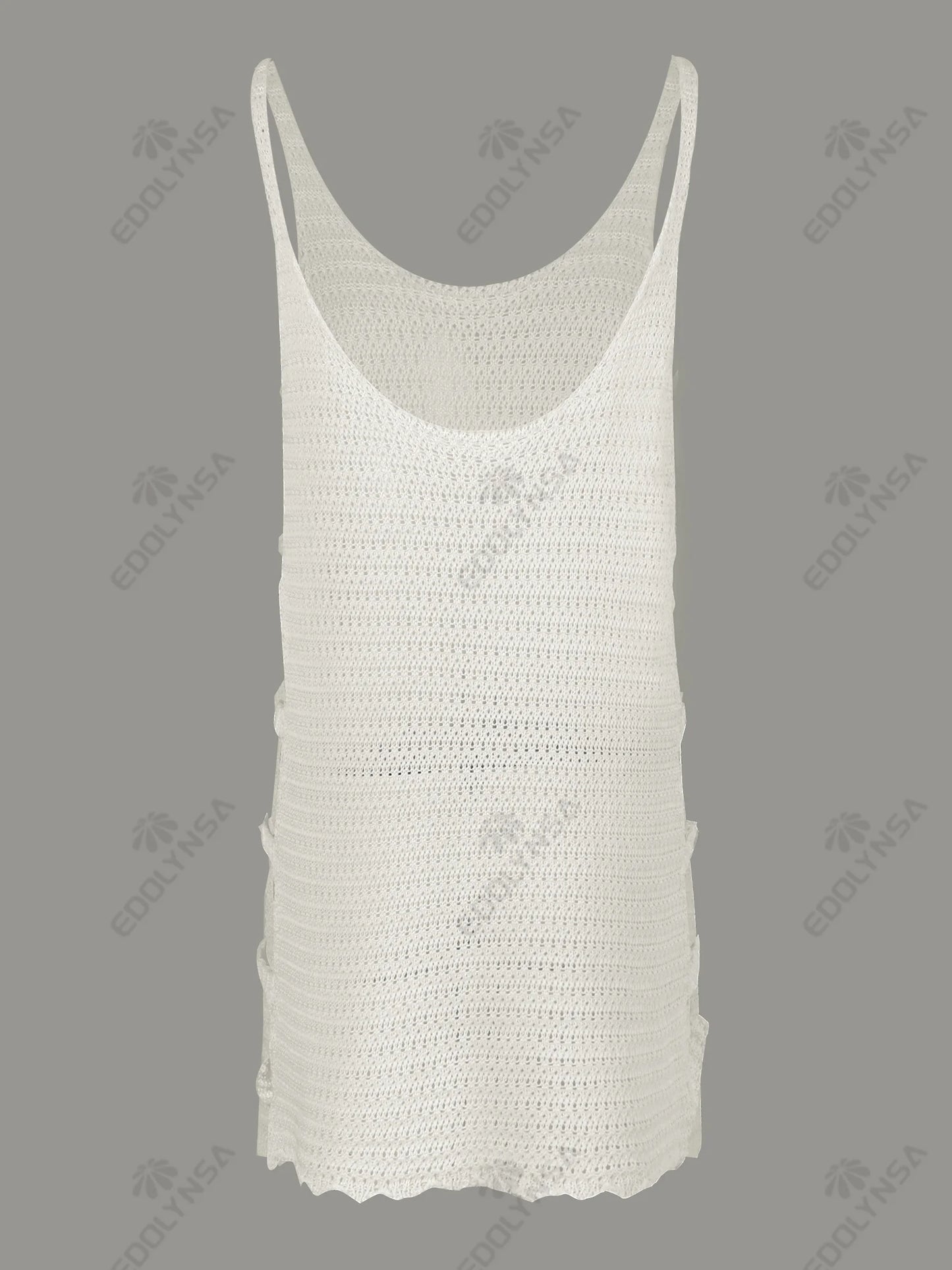 Women's Sexy U Neck Sleeveless Knit Horizontal Stripes Side Cut Out Beach Mini Dress 2025 Summer Beachwear Swimsuit Cover Up K90