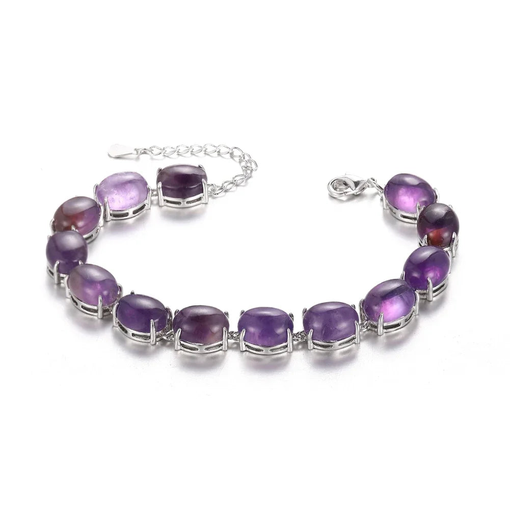 Natural Labradorite Bracelet 925 Sterling Silver Bracelet Turquoise Amethyst Gemstone Bangle Party Anniversary Gift Jewelry
