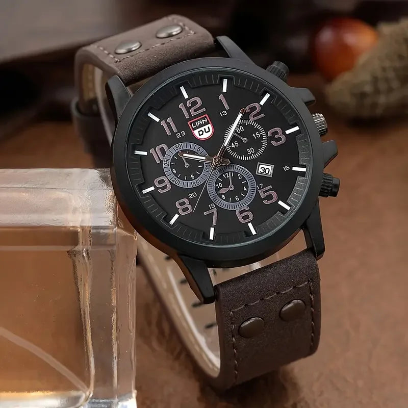 4 Pcs/Set Calendar Fashion Business Casual Quartz Watches for Men's Party or as a perfect gift for men.