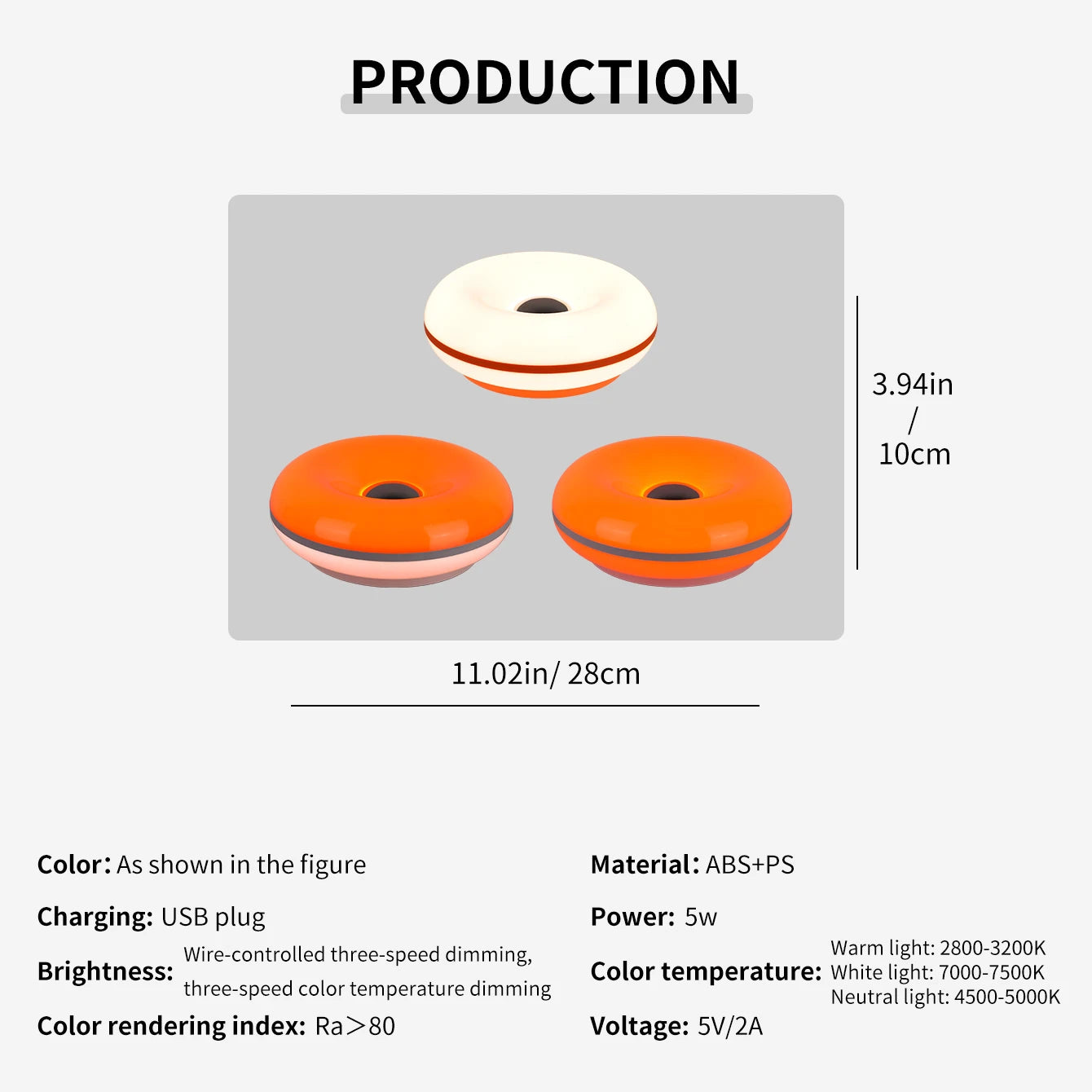 Bauhaus table lamp USB plug bedroom bedside lamp living room dining room decoration donut ambient light