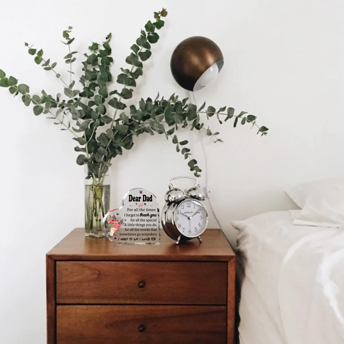 Birthday Gifts For Father Thank You Dad Gifts for Father's Day From Son Daughter Acrylic Heart Desk Plaque Sign For Table Decor