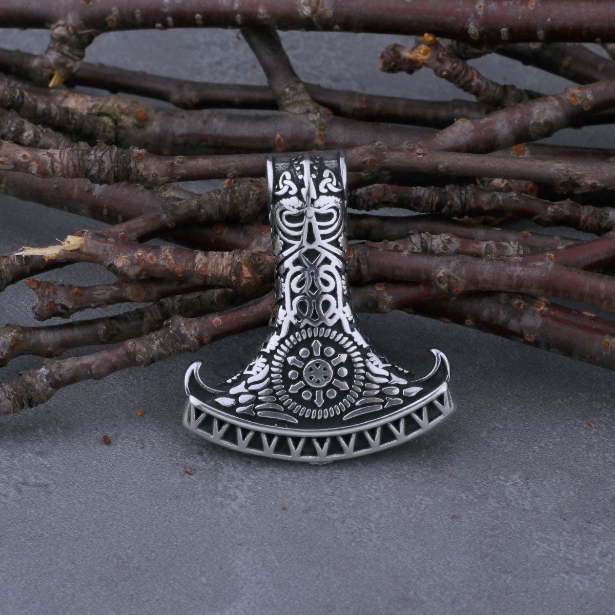 316L Stainless Steel Thor's Hammer Mjolnir Axe Necklace Men's Fashion Hip Hop Vintage Odin Rune Biker Pendant Jewelry Gift