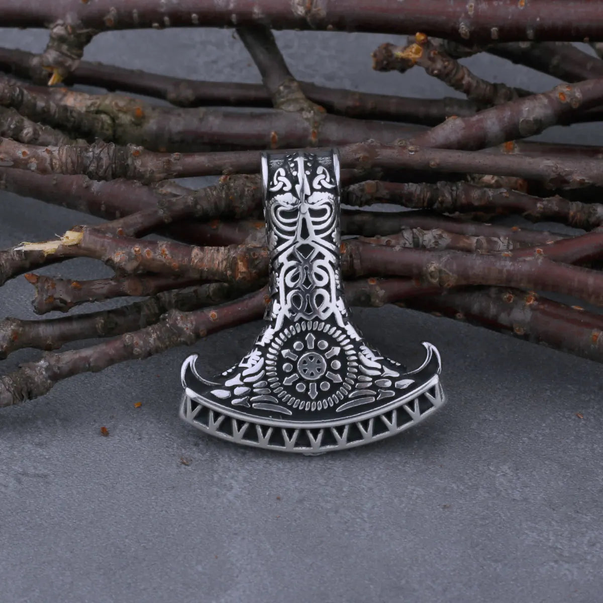316L Stainless Steel Thor's Hammer Mjolnir Axe Necklace Men's Fashion Hip Hop Vintage Odin Rune Biker Pendant Jewelry Gift