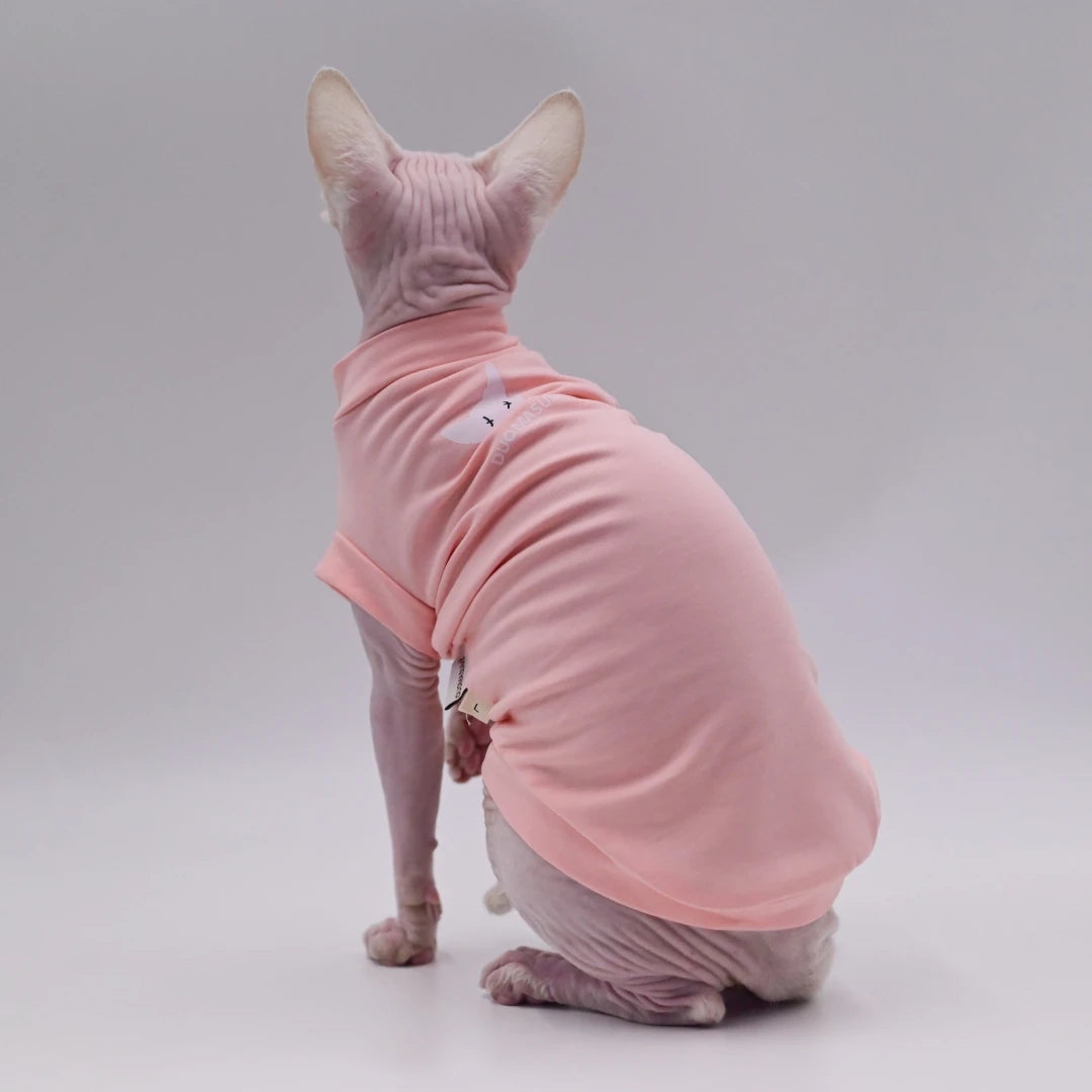 DUOMASUMI Summer Cat Vest for Hairless Breeds - Stretch Cotton & Ultra-Soft Cooling Top for Sphynx, Devon Rex& Abyssinian Cats