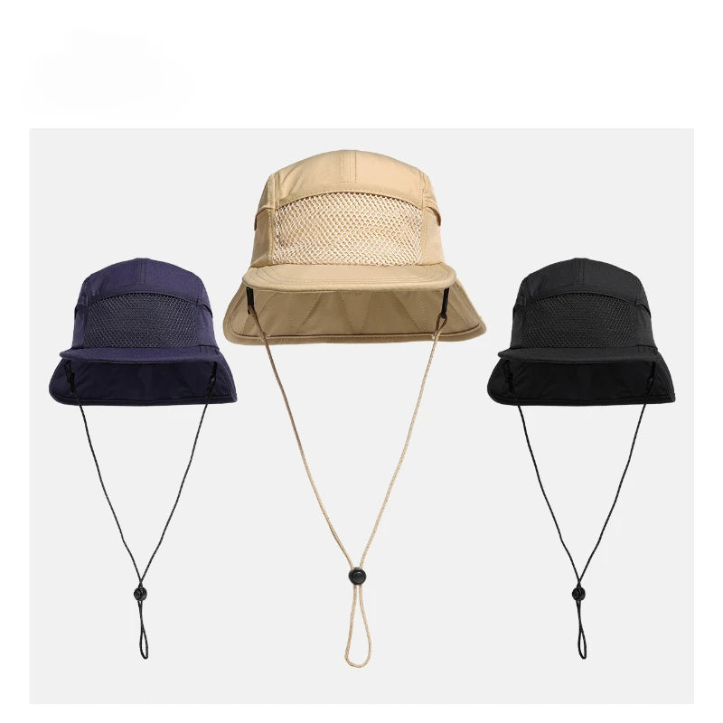 Japanese Outdoor Camping Sun Protection Bucket Hats Women Summer Thin Quick-drying Breathable Neck Protection Men's Caps