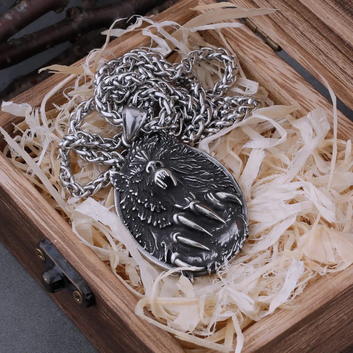 Men's Viking Wolf Head Stainless Steel Necklace Never Fade High Quality Steel Color Wolf Paw Hip Hop Pendant Amulet Jewelry Gift