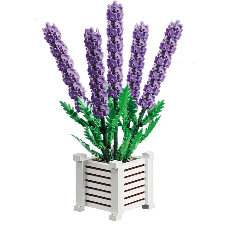 Creativity Flower 1204PCS Lavender Building Blocks Home Decoration Desktop Ornament Bricks Toys for Children's Christmas Gift