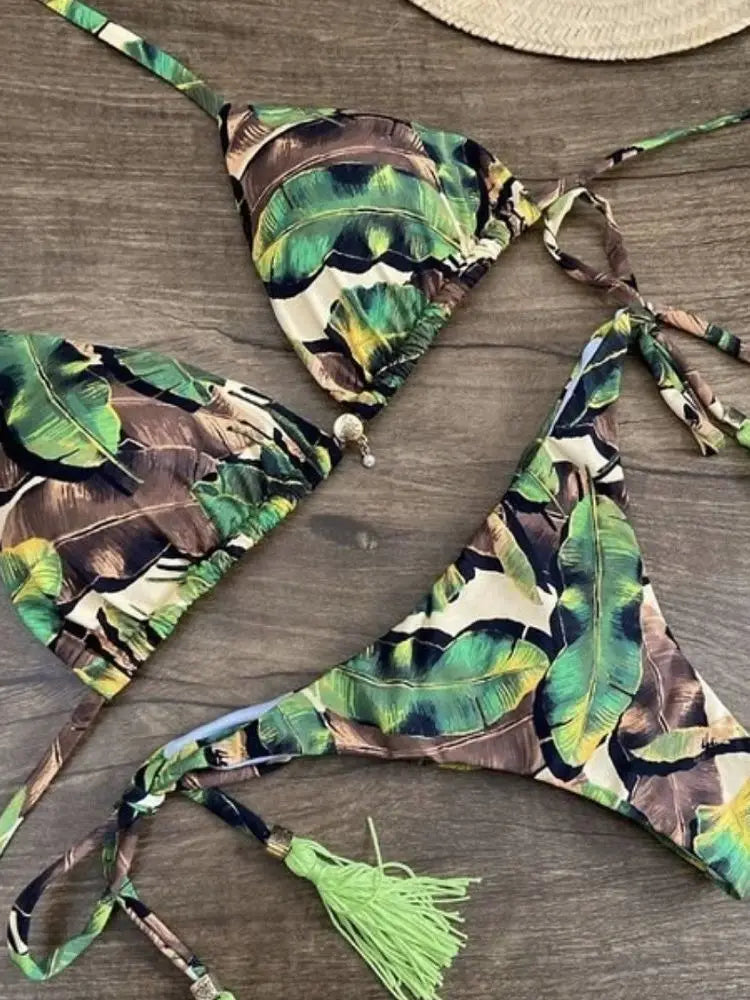 RUOTONGSEPT 2023 Striped Bikini Set Knotted Swimsuit Women Biquinis Beach Sexy Thong Swimwear Bandage Brazilian Mirco Bikinis