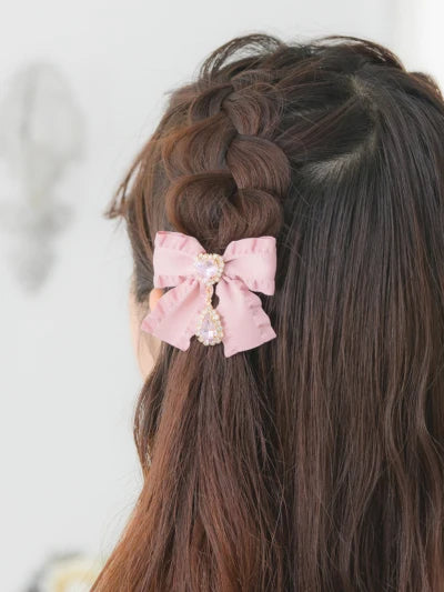 Small Hairpin Water Drop Heart Shape Rhinestone Pendant Wooden Ear Hairclips Headdress Sweet Side Clip Hair Accessories Jewelry